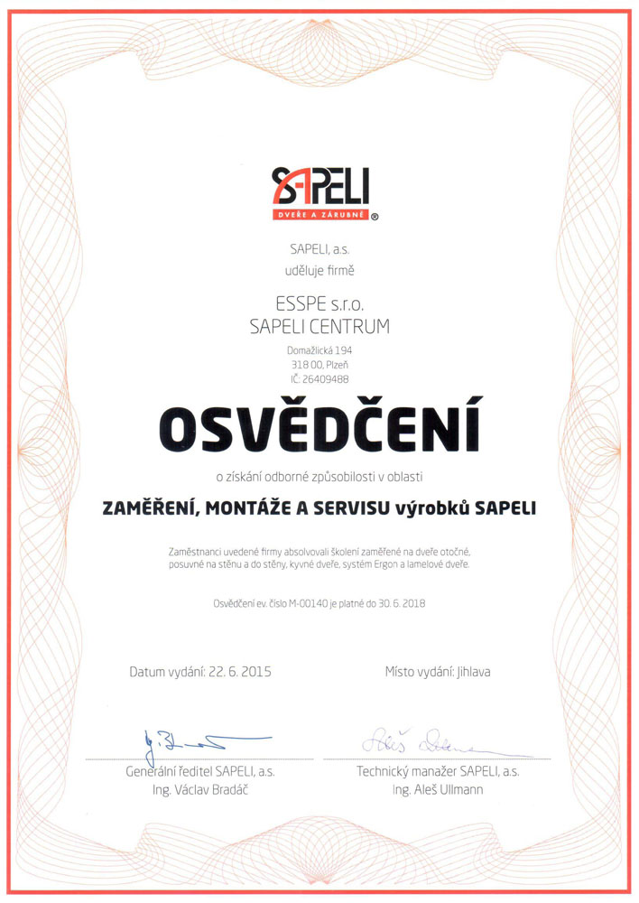 certifikat sapeli plzen 2